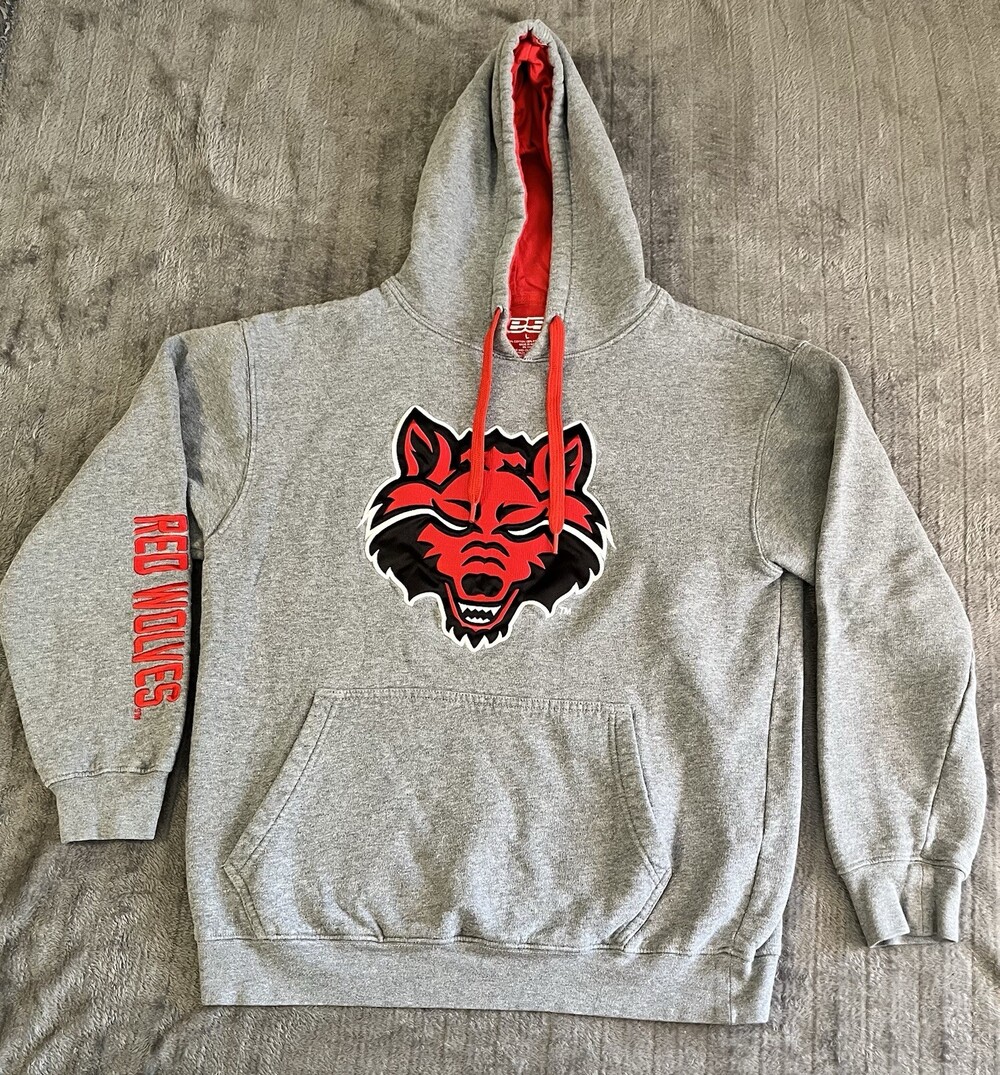 Arkansas State Grey Wolves E5 Hoodie Sweat Shirt W/ Front Pocket Size Large